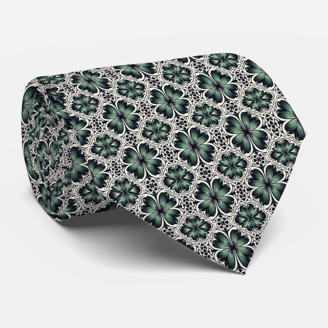 St. Patrick's Day Abstrakt Fyrlövsbladsmönster  Slips (Rullad)