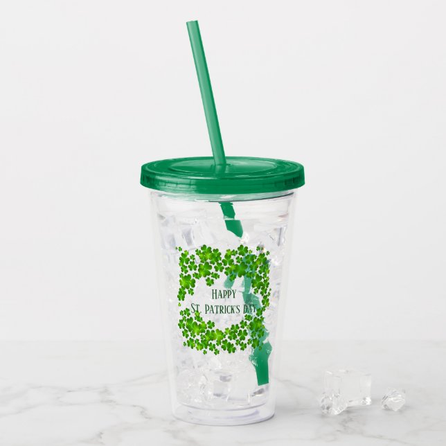 St. Patrick's Day Acrylic Plastic Tumbler Take Away Mugg (Framsida Ice)