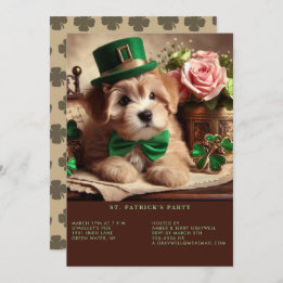 St patrick's day Adsible Fluffy Puppy Grönt Hat Inbjudningar