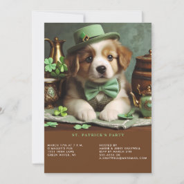 St patrick's day Adsible Puppy Grönt Hat Bow Tie Inbjudningar