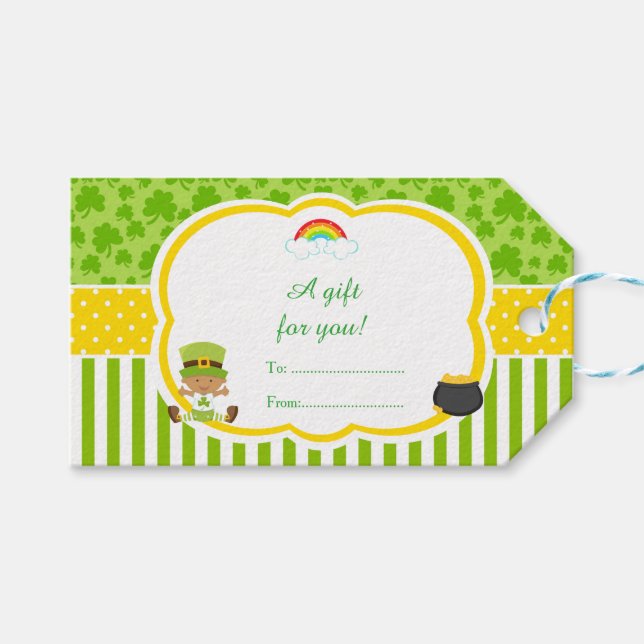 St patrick's day African American Boy Baby Shower Presentetikett (Framsidan (Horisontell))