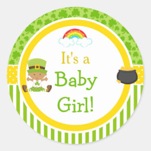 St patrick's day African American Girl Baby Shower Runt Klistermärke