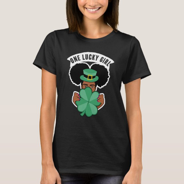 St Patricks Day African American Leprechaun One Lu T Shirt (Framsida)