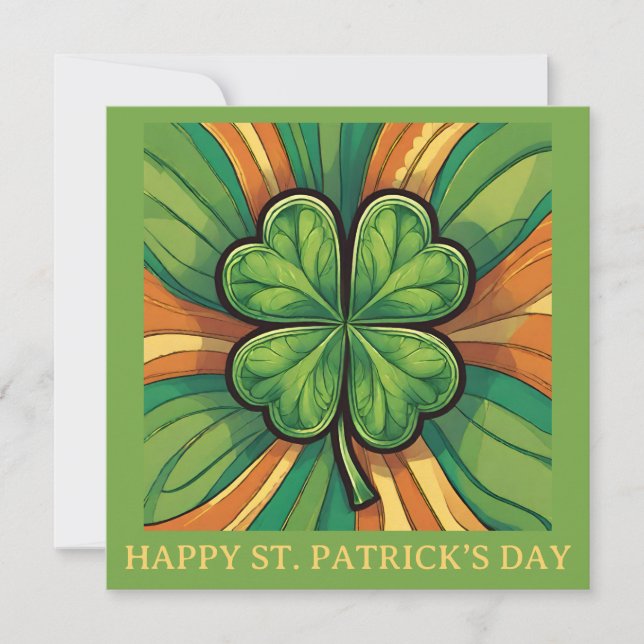 St. Patrick's Day AI-genererad fyrabladig klöver Julkort (Framsida)