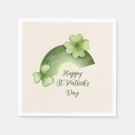 St. Patrick's Day – Akvarell Shamrock Regnbåge Pappersservett