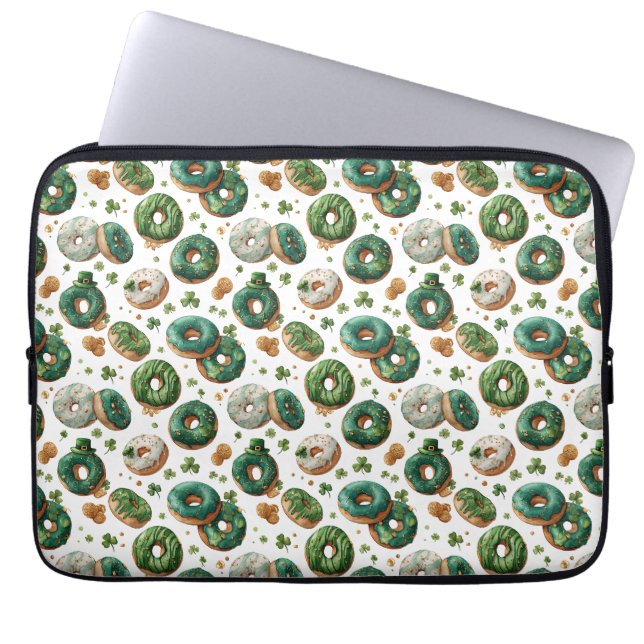 St Patricks Day Akvarellmunk & Shamrock Laptop Fodral (Framsidan)