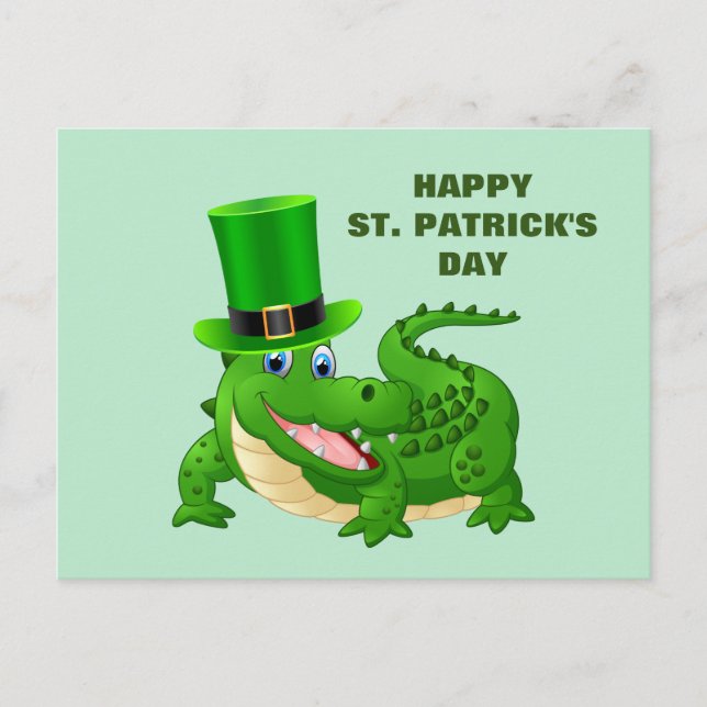 St. Patrick's Day Alligator Helg Vykort (Framsida)