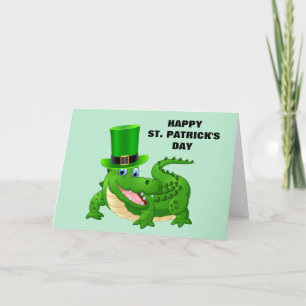 St. Patricks Day Alligator Vikad Semestkort Helgkort