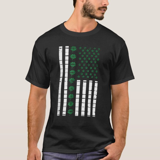 St. Patrick's Day American Flagga Irish T Shirt (Framsida)