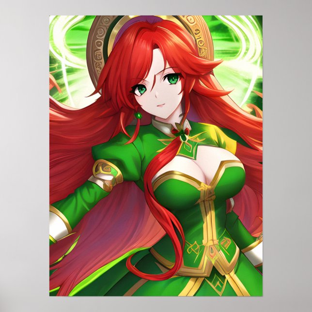 St. Patricks Day Anime Woman Poster (Framsidan)