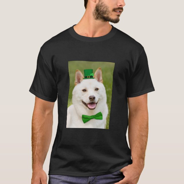 St patrick's day any Shiba Inu Hund T Shirt (Framsida)