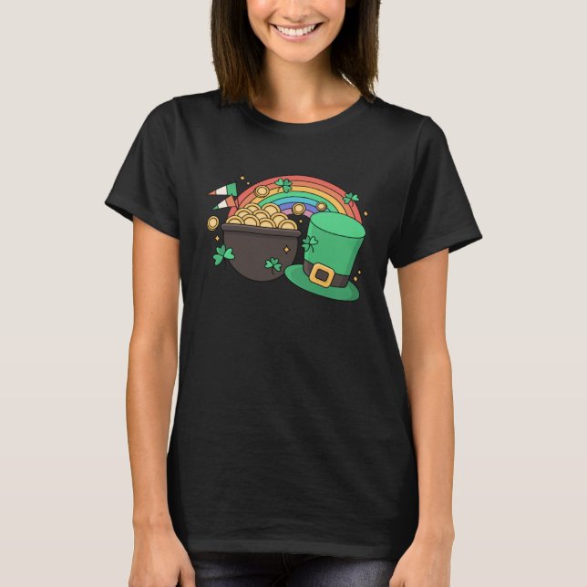 St Patricks Day Apparel leprechaun Pot of Gold rai T Shirt (Framsida)