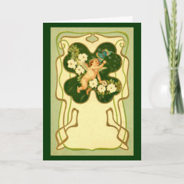 St. Patrick's Day Art nouveau Angel Card Kort