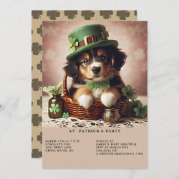 St patrick's day Australian shepherd Puppy Inbjudningar