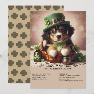 St patrick's day Australian shepherd Puppy Inbjudningar