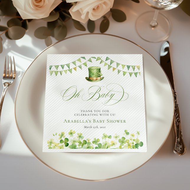 St. Patrick's Day Baby Shower Irländsk Shamrock Pappersservett (St. Patrick’s Day Baby Shower Irish Shamrock Napkins)