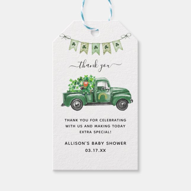 St. Patrick's Day Baby Shower Tacksamhetskort Presentetikett (Framsidan)