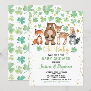 St patrick's day Babyskor Shamrock Animals Inbjudningar