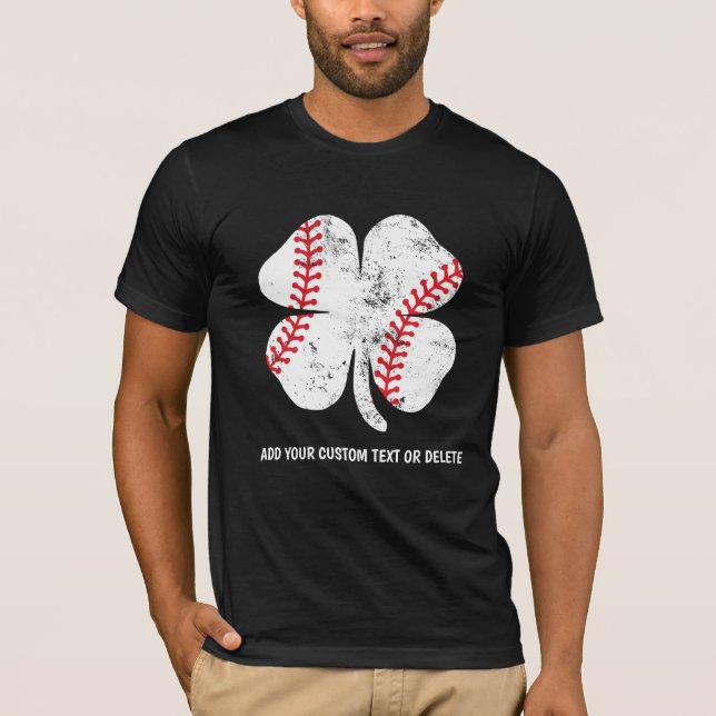 St patrick's day Baseball 4 Löv Shamrock Klöver T Shirt (Framsida)