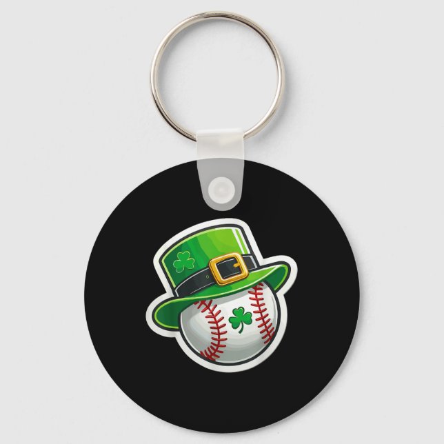 St. Patrick's Day Baseball Klöver Hat Lucky Shamro Nyckelring (Framsida)