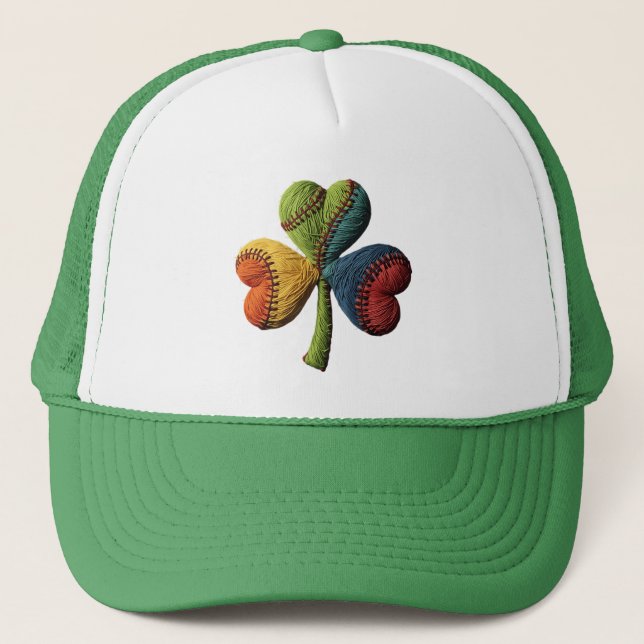 St. Patrick's Day Baseboll Lyckoklöver Garn Konst Keps (Framsida)
