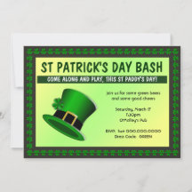 St patrick's day Bash Hat-inbjudan