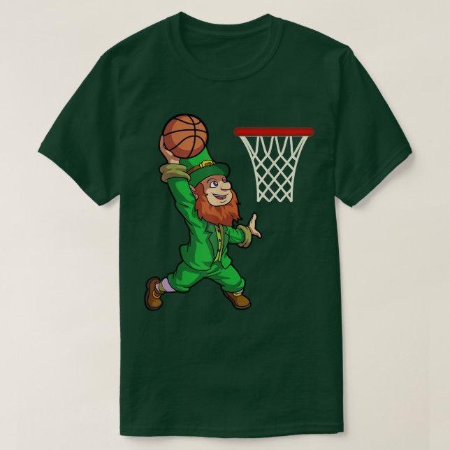 St Patricks Day Basketball Dunk Leprechaun Boys Ki T Shirt (Design framsida)