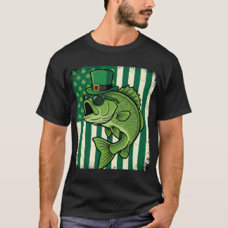 St Patricks Day Bass Leprechaun Fiske Rolig Vagn T Shirt