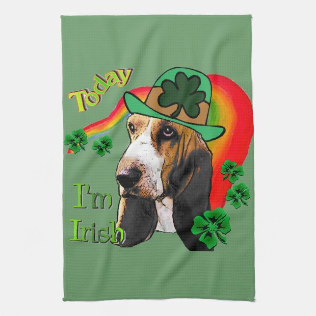 St patricks day Basset Hound Kökshandduk (Vertikal)
