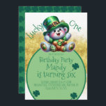 St.Patrick's Day Bear Birthday Lucky One Inbjudningar<br><div class="desc">St.Patrick-Day inbjuder med spjutspets</div>