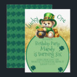 St.Patrick's Day Bear Cute Birthday Lucky One Inbjudningar<br><div class="desc">St.Patrick-Day inbjuder med spjutspets</div>