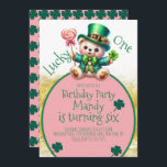 St.Patrick's Day Bear Cute Girl Birthday Lucky One Inbjudningar<br><div class="desc">St.Patrick-Day inbjuder med spjutspets</div>