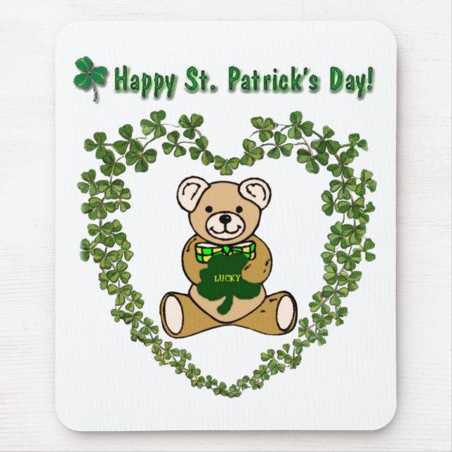 St. Patrick's Day Bear Mousepad Musmatta (Framsidan)