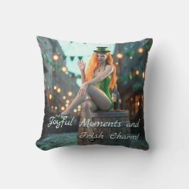 St patrick's day Beauty Sitta på ett fat Kudde