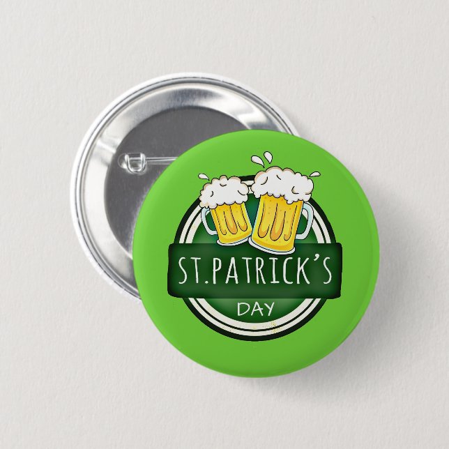 St. Patrick's Day, Beer Mugg, Irish Grönt Knapp (Framsida & baksida)