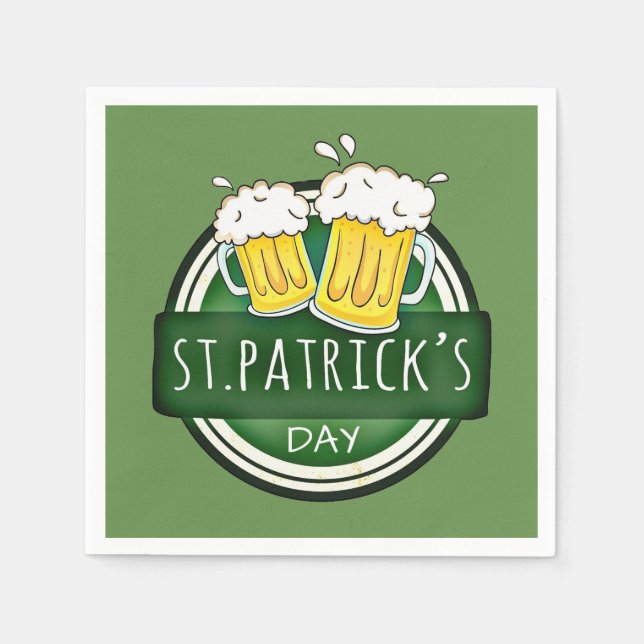 St. Patrick's Day, Beer Mugg, Irish Grönt Pappersservett (Framsidan)