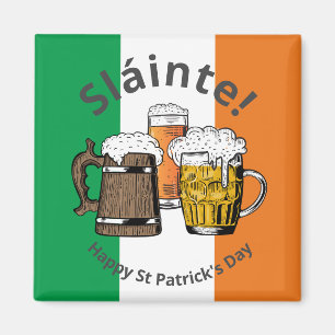 ST PATRICKS DAY Beer Sláinte Irish Flagga Magnet