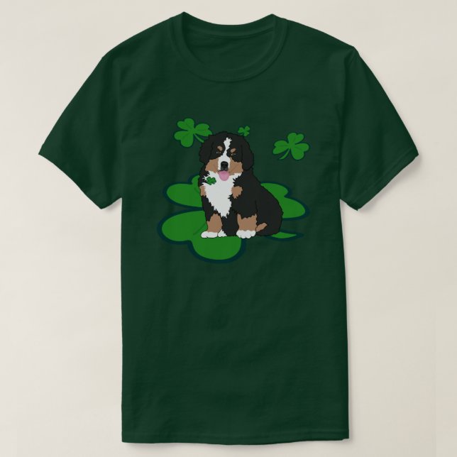 St. Patrick's Day Bernese Mountain Dog T Shirt (Design framsida)