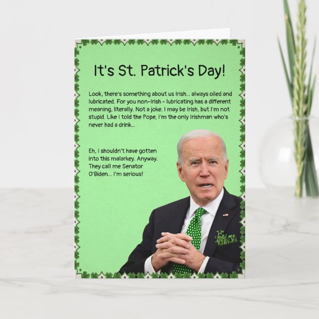 St. Patrick's Day Biden Card Helgkort (Framsida)