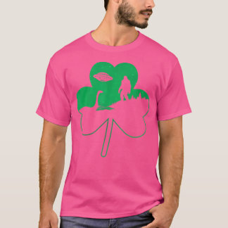 St patricks day Bigfoot Nessie Ufo Alien Shamrock T Shirt