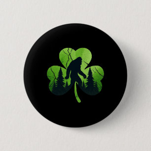 St Patricks Day Bigfoot Sasquatch Irländsk Shamroc Knapp