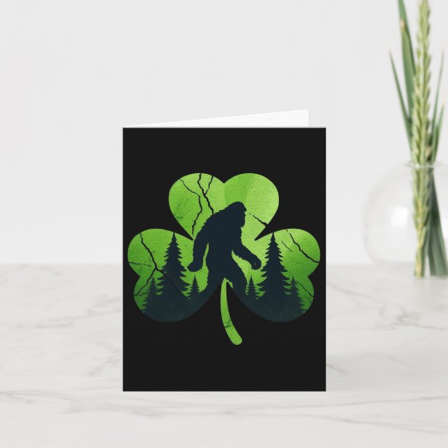 St Patricks Day Bigfoot Sasquatch Irländsk Shamroc Kort (Framsida)