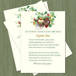 St. Patrick's Day Birthday Blessing Shamrocks Kort