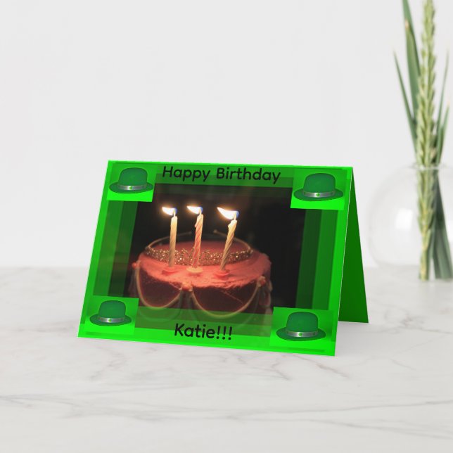 ST Patrick's Day  Birthday Cake Card Kort (Framsida)