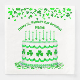 St Patrick's Day Birthday Cake Custom Candles Pappersservett