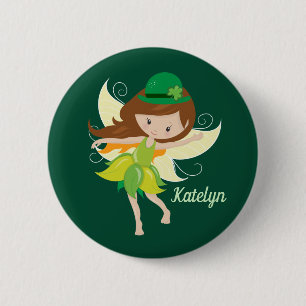 St. Patrick's Day Birthday Girl Fairy Cute Anpassn Knapp