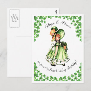 St. Patrick's Day Birthday Little Irish Girl Vykort