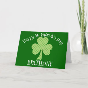 St patricks day Birthday Shamrock Polka dots Kort