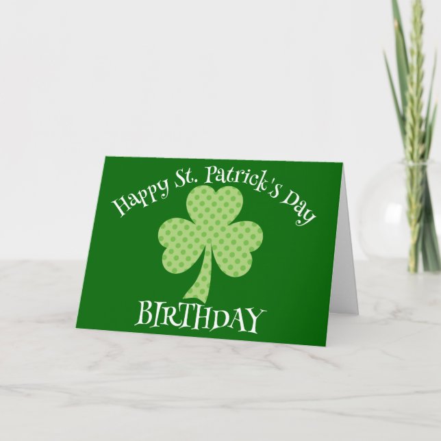 St patricks day Birthday Shamrock Polka dots Kort (Framsida)