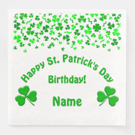 St Patrick's Day Birthday Shamrocks Pappersservett